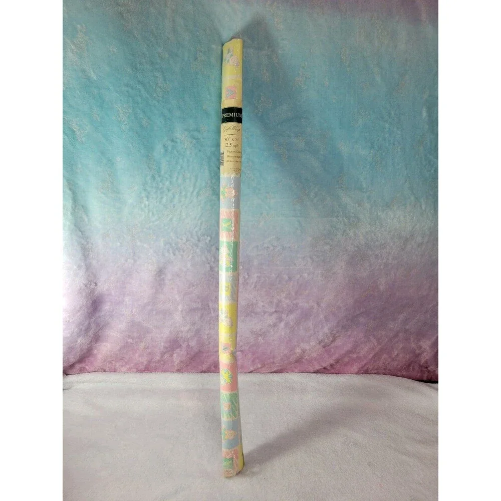 Vintage CPS Corporation NOS Baby Shower Gift Wrapping Paper 12.5 Sq Ft 30